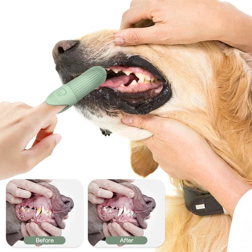 Cepillo de dientes para perros, cepillo de dientes de dedo con limpieza de 360°, cepillo de dientes de silicona de grado alimenticio para perros y gatos, cuidado dental.